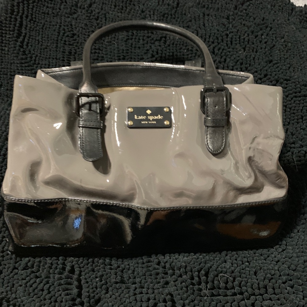 Kate Spade black and grey patent leather purse